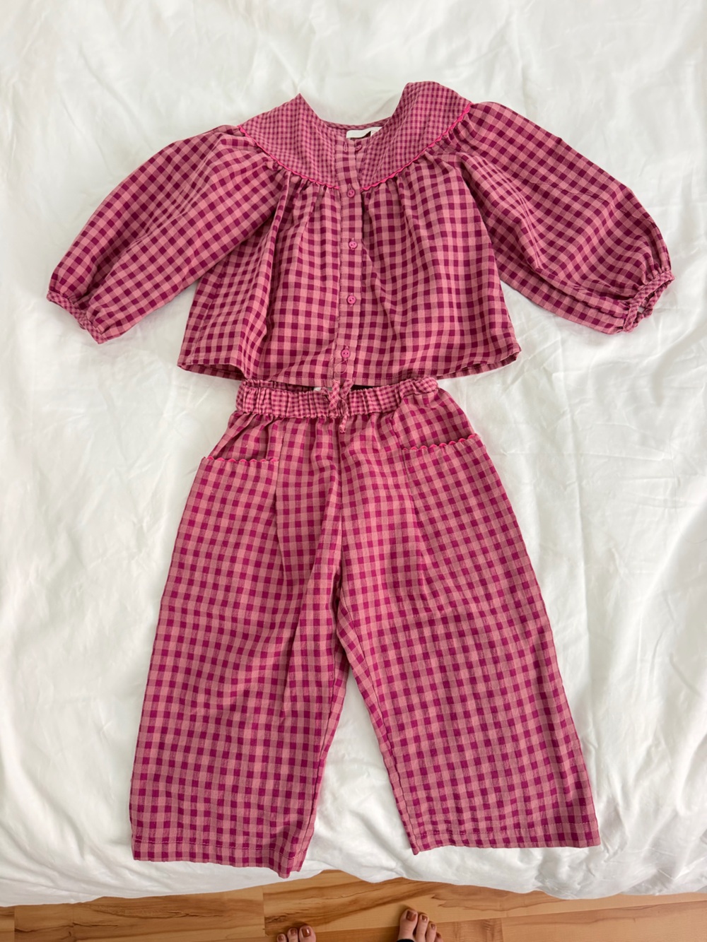 Zara Pink Gingham Two-Piece Jumpsuit Set
